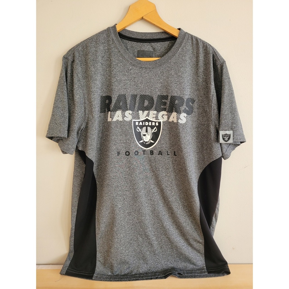 LAS VEGAS RAIDERS SHIRT LNFL FOOTBALL TEAM‎ APPAREL GREY BLACK